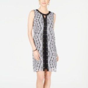 JM Collection Petite Stud-Trim Printed Dress NEW